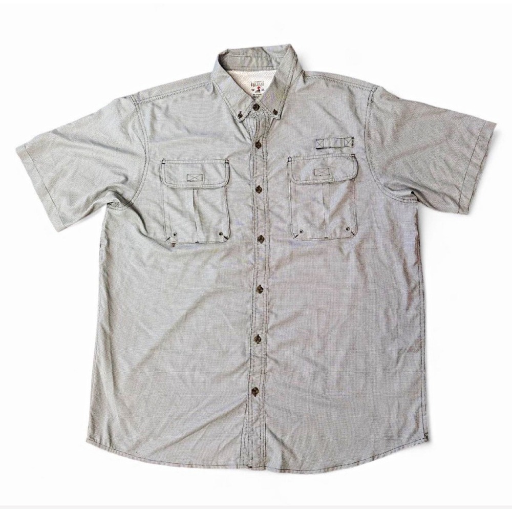 RedHead Men XL Fishing Shirt Vented Short Sleeve Black White Check Gorpcore